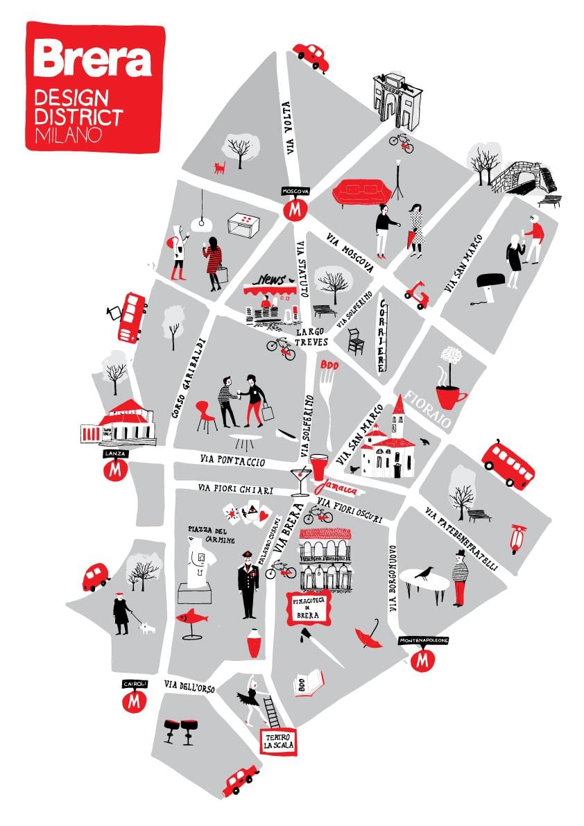 mapa brera milán