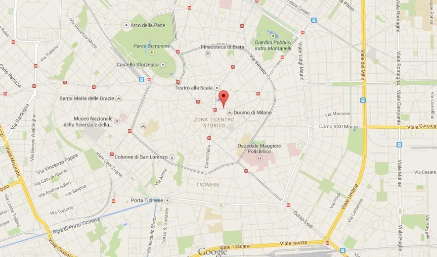 milano duomo mapě