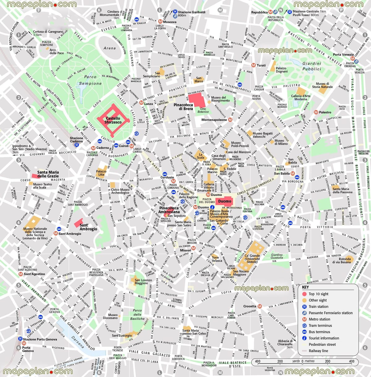 mapa střední milán itálie