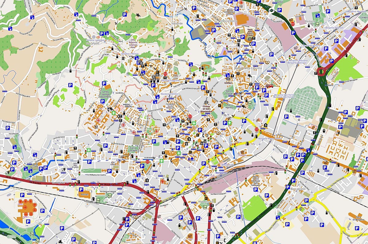 mapa milána bergamo