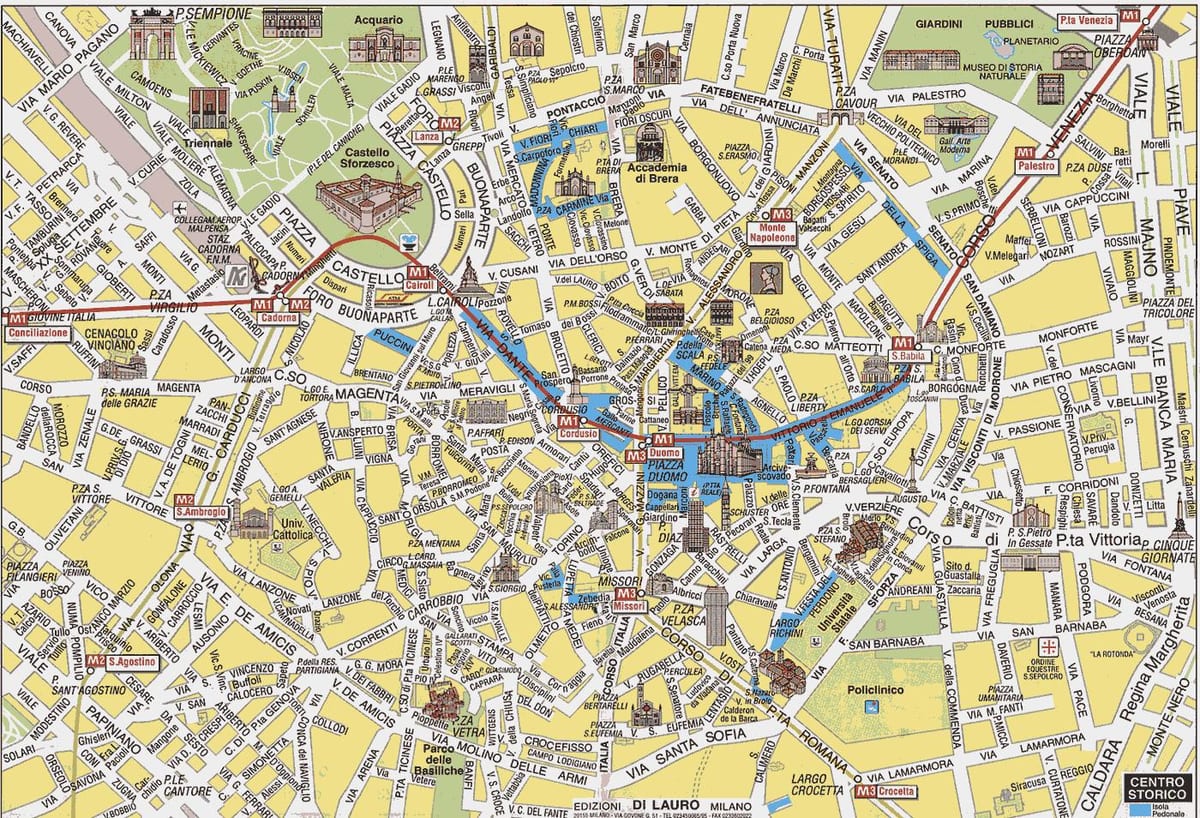 milano, itálie mapa