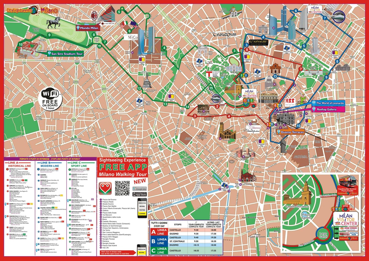 milan hop on hop off mapa trasy
