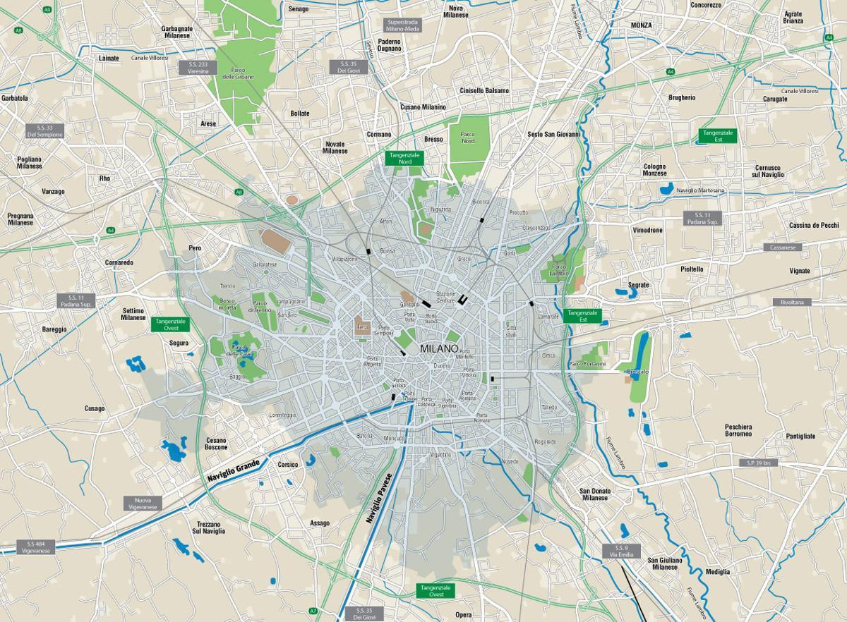 mapa milána kanály 