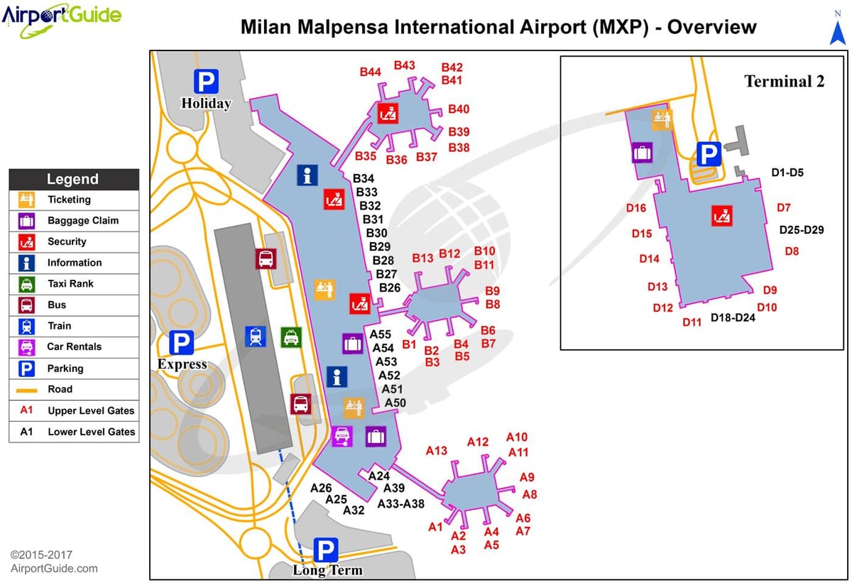milano malpensa letiště mapě