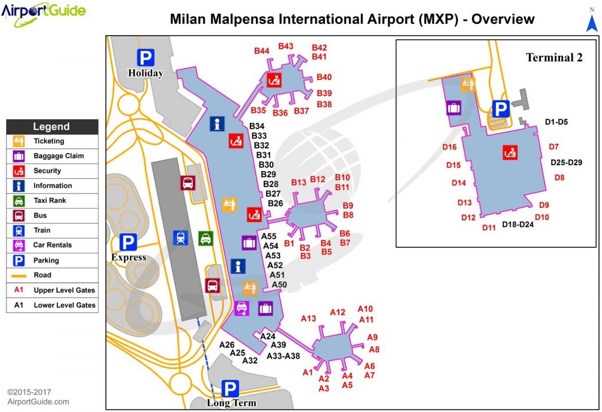 mapa letiště milano