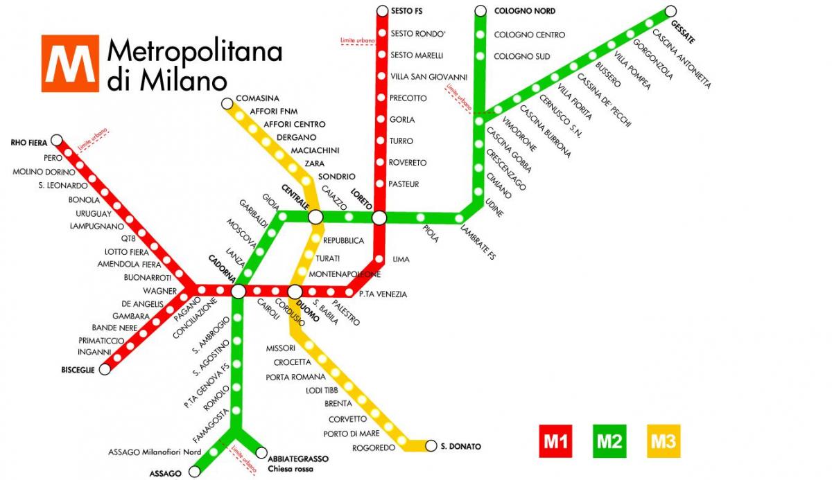 mapa metra milano