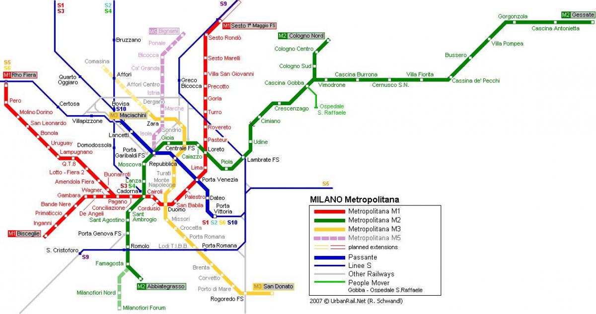 milan mapa metro 2016