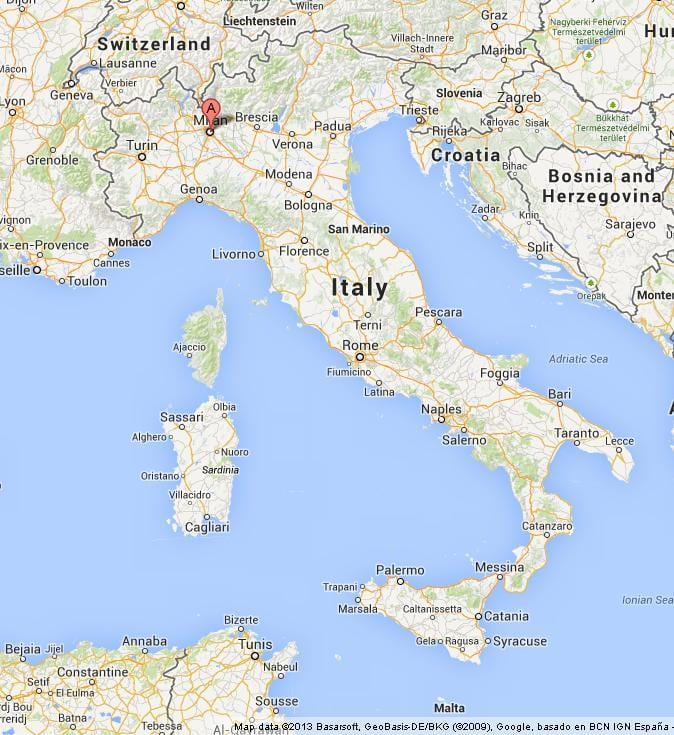 milano na mapě