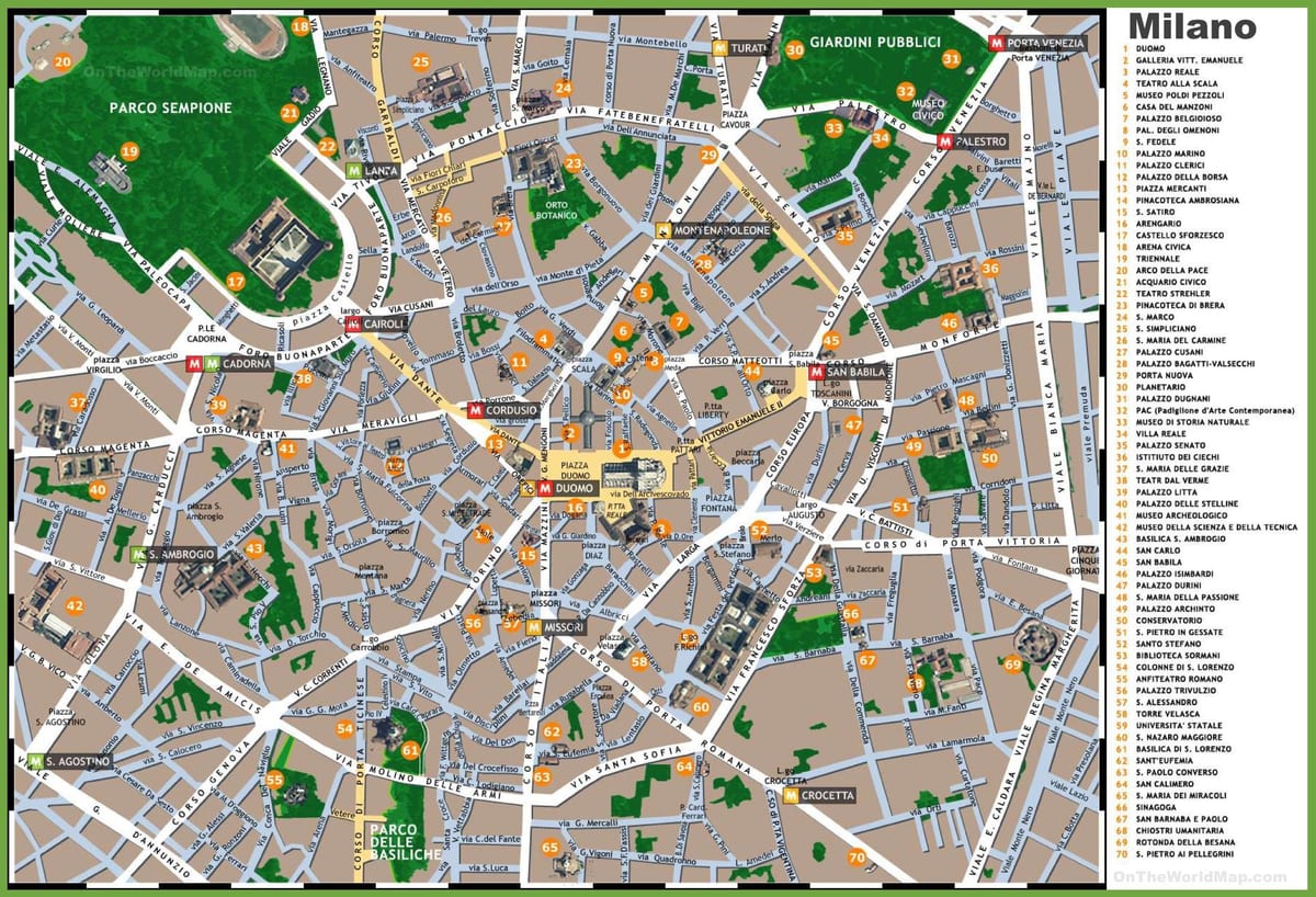 milan čtvrtí mapě