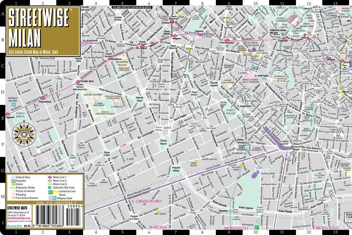 ulice mapa milan city centre