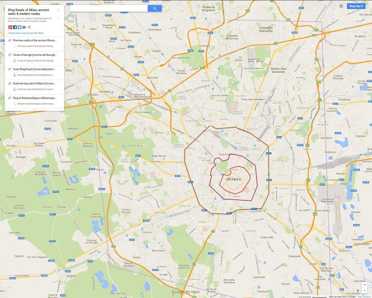 mapa milána zóny