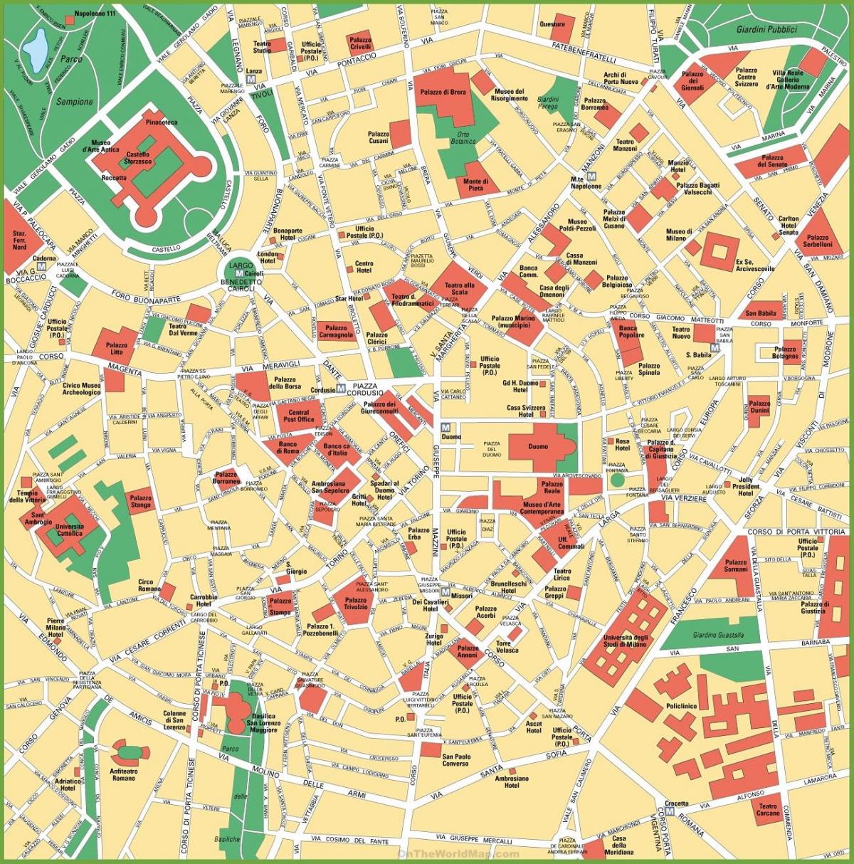 mapa města milán itálie