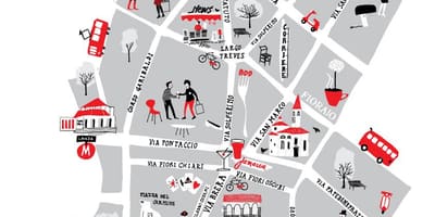 Mapa brera district v milán