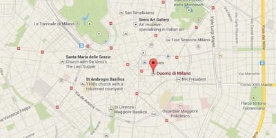 Mapa milána katedrály 