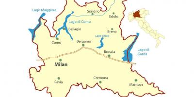 Mapa miláně, lombardie
