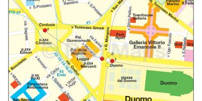 Mapa milána, nákupní ulice