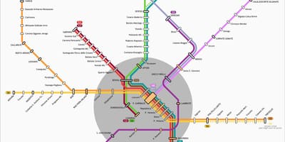 Mapa milána, tranzit 